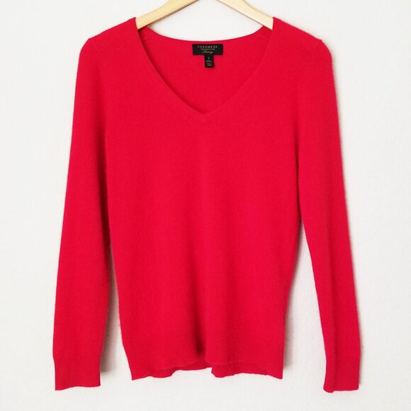 Charter Club Luxury 100% Cashmere V-Neck Sweater S Perfect Red Holiday $159 - Picture 2 of 16